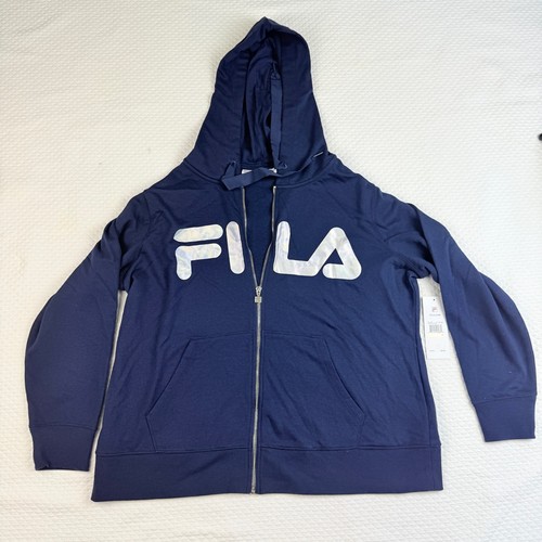 Fila Plus Size Curve Full Zip Hoodie Womens Size 2X Jacket Pockets Navy NWT $55 - Picture 3 of 9