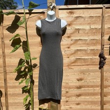 PLT pretty little thing charcoal sleeveless split hem midi dress 6 BNWT