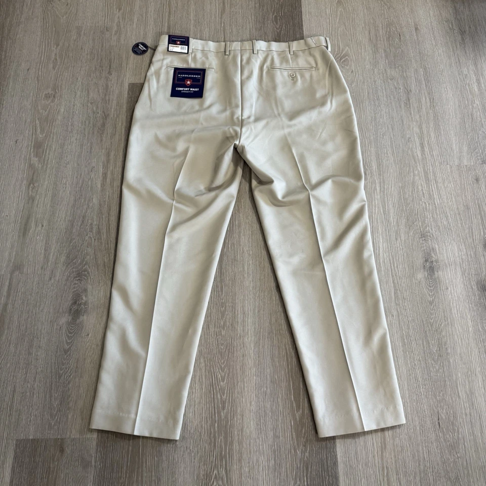Новый с Ярлыками Saddlebred хаки комфорт талии прямые штанины платье брюки мужские 42 x 32 - Изображение 3 из 4
