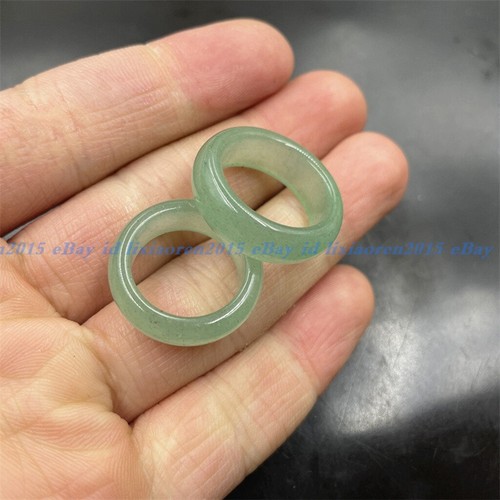 Mens Womens Natural Genuine Real Light Green Jade Band Ring AAA - Picture 2 of 4