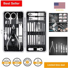 Professional Manicure Set - 18 Pieces Stainless Steel - Luxurious Travel Case