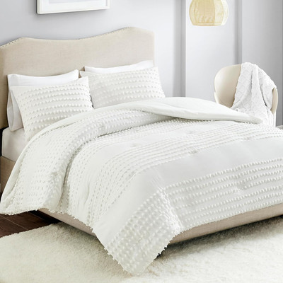 Cotton Comforter Set Jacquard Pom-Pom Tufts Design, down Alternative, All Season