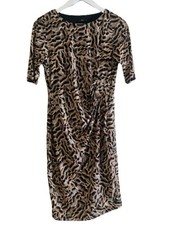 Brown and Cream Print Dress Stretch Size 12