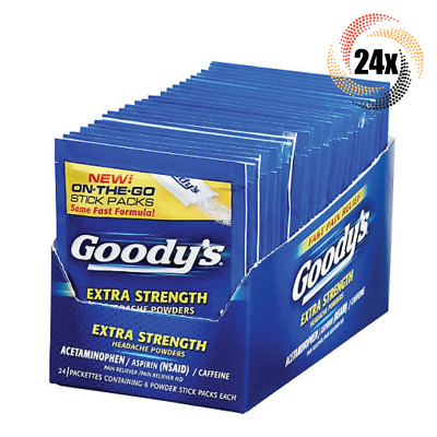 Full Box 24x Packs Goody's Extra Strength Pain Relief Powder ( 6 Stick Packs )
