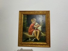 QUADRO CLASSICO OLIO SU TELA RITRATTO DIPINTO A MANO CON CORNICE ELEGANTE