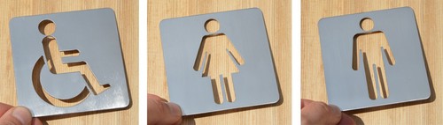 Bathroom plate men + women + disabled_10 x 10 cm_stainless steel - Picture 1 of 4