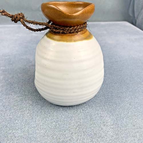 Small Sake Pitcher with Cord and Pictured Samurai Figure 4.75" Tall - Picture 3 of 7
