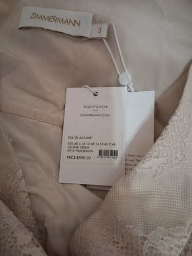 Zimmermann Pleated Tiered Lace Midi Skirt Ivory Size AU 3, USA 8-10 NWT $595 - Picture 8 of 9