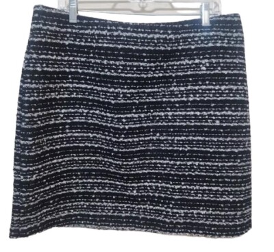 Bagatelle Tweed Pencil Skirt Wool Blend  Lined Skirt Woman s Medium Black White