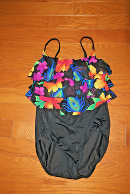 10 L  GREAT LENGTHS  Swim suit Swimwear  ONE-PIECE FULL COVERAGE BLACK BIKINI