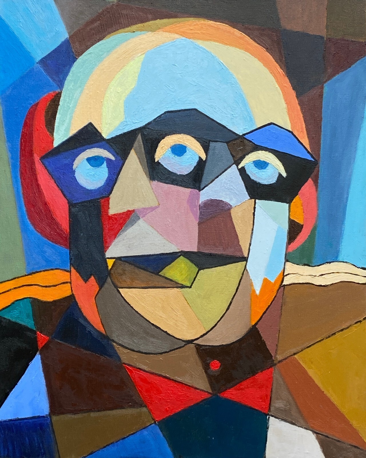 Stunning Oil Painting. ORIGINAL. ABSTRACT Portrait CUBISM. Signed by Artist