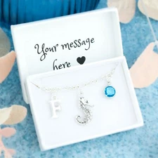 Seahorse Charm Bracelet, Personalised Gift, Ocean Lover Gifts, Cute Sea Creature