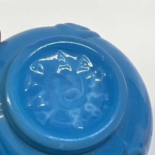 1880er viktorianische Atterbury & Co blau marmorierte Schlacke Glasflasche & Deckel antik LESEN - Bild 6 von 14