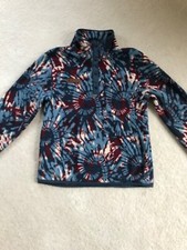 Obermeyer Fleece Pullover Youth Medium Navy Blue Swirl Pattern Unisex 1/4 Snap