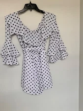 Favlux fashion romper, black and white polka dot, Small