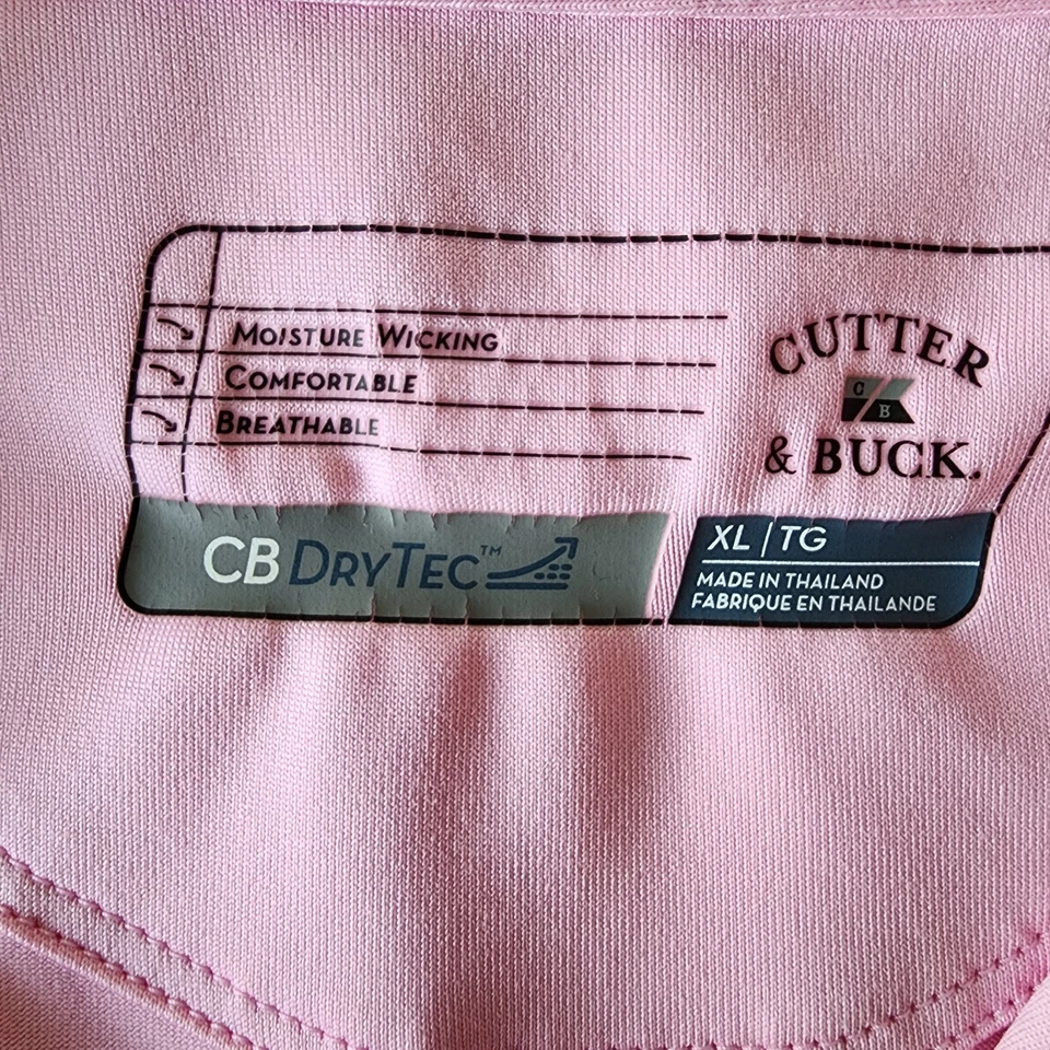 CUTTER & BUCK Golf Polo Shirt Womens XL Pink Dry Tec 1/4 Zip Top Collar Tennis Foto 2 de 4