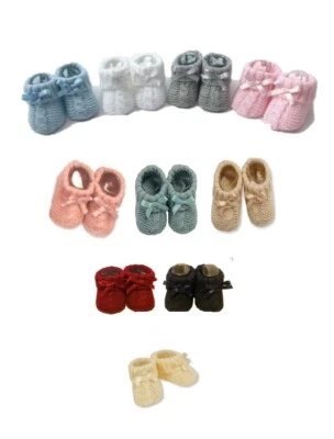 Newborn Baby Boy Girl Knitted Bow Booties Soft Shoe Baby Gift Idea 0-3 Months