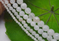 Wholesale Faceted 4/6/8/10mm Natural White Jade Gemstone Round Loose Beads 15''