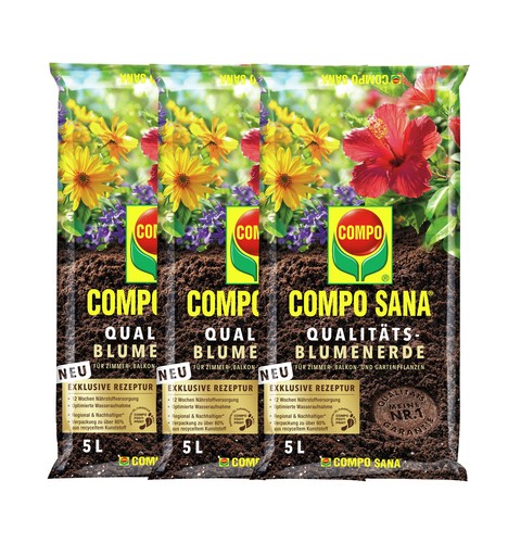 Compo Qualitäts Blumenerde 15L Sana Pflanzenerde Erde für Garten