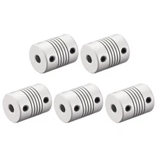5mm to 6.35mm Aluminum Alloy Shaft Coupling Flexible Coupler L25xD19 Silver,5pcs