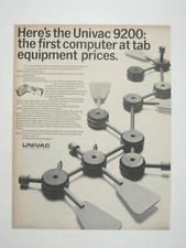 Univac 9200 Vintage Computer Advertisement Print Wood Toys MOD