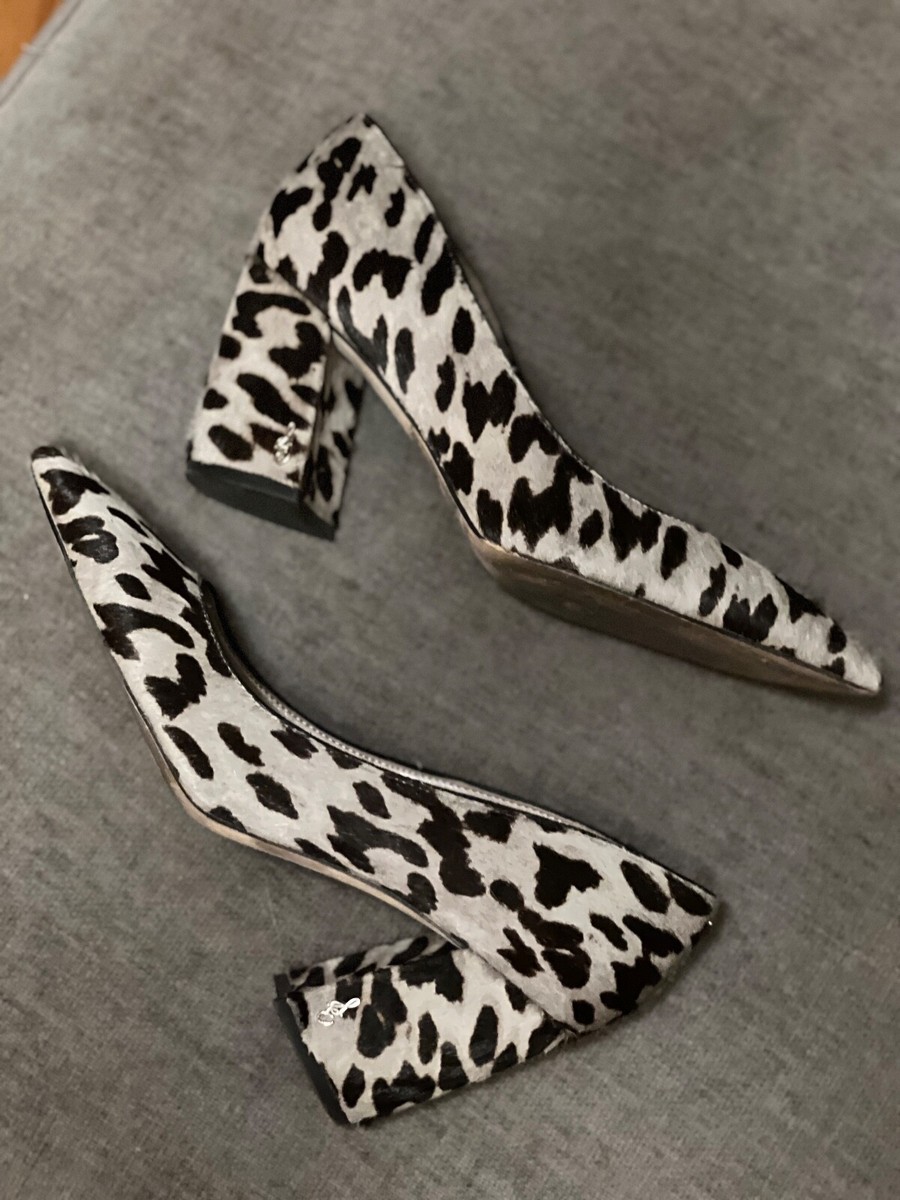Sam Edelman Tatiana Leopard Print Genuine Calf Hair Block Heel Pump Size