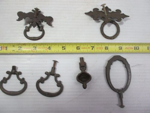 Lot of 39 Brass Door Cabinet Handles Drawer Pulls Knobs Ornate & Plain Porcelain - Picture 3 of 12
