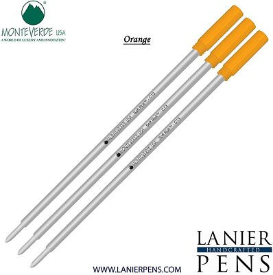 3 Pack- Monteverde C13 Soft Roll Ballpoint Refill Orange Medium Tip 0.7mm