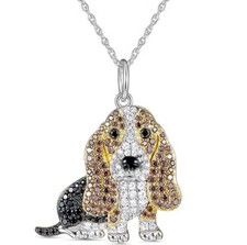 NEW Basset Hound Dog Crystal Necklace Pendant - Perfect Gift