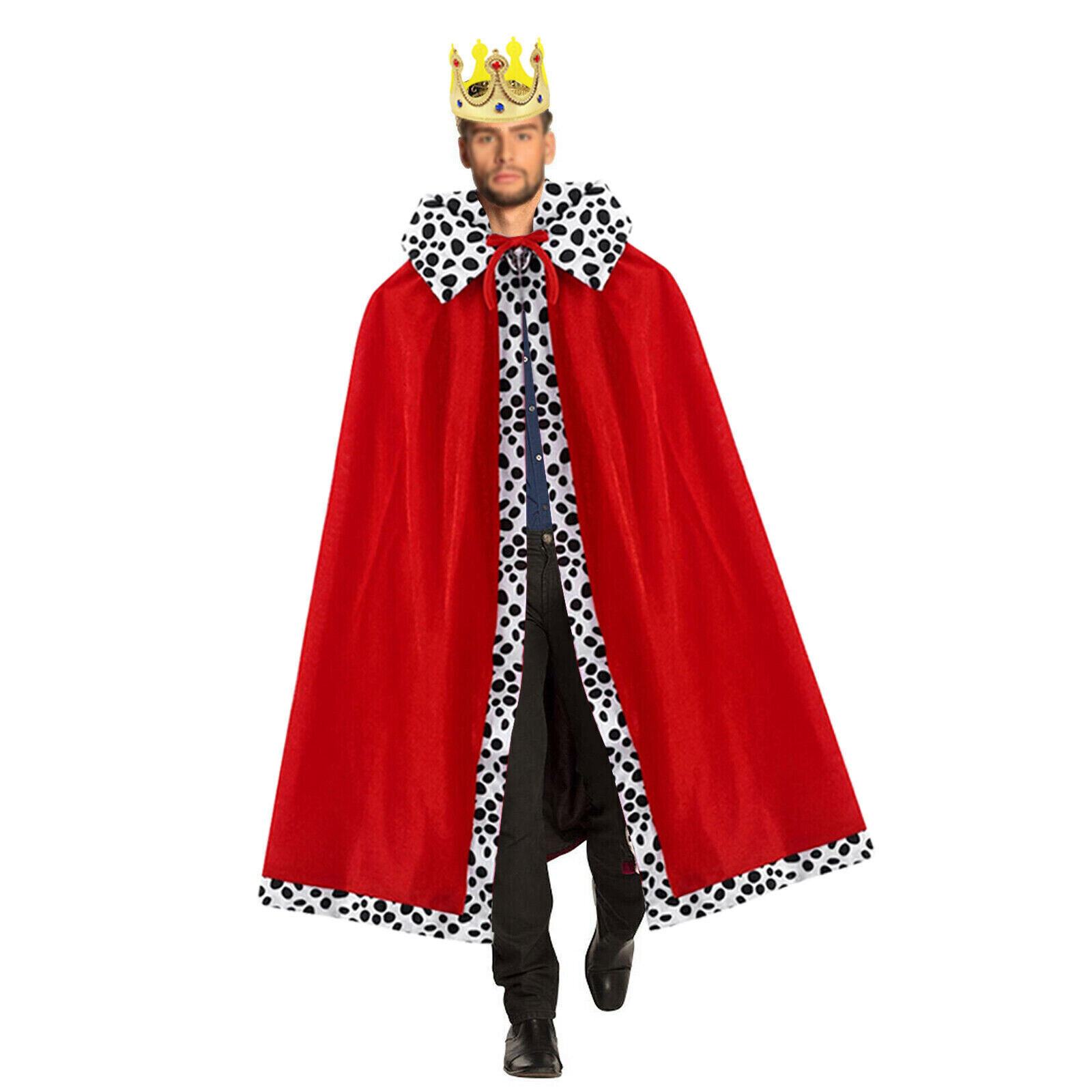 Adult King Queen Robe Cape & Kings Crown Prince Halloween Party Cosplay
