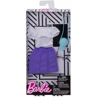 Barbie Fashion Complete Looks Ruffle Top, Purple Skirt FKT01