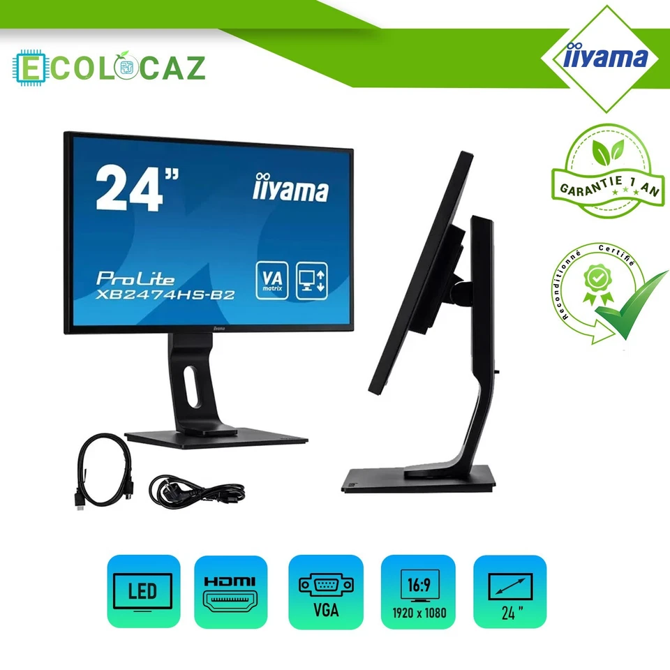 Ecran LED iiyama ProLite XB2474HS 24 pouces - LED -HDMI - VGA - Photo 3/3