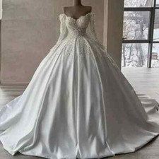 V Neck Beaded Appliques Wedding Dresses Off Shoulder Lace Up Back Bridal Gowns