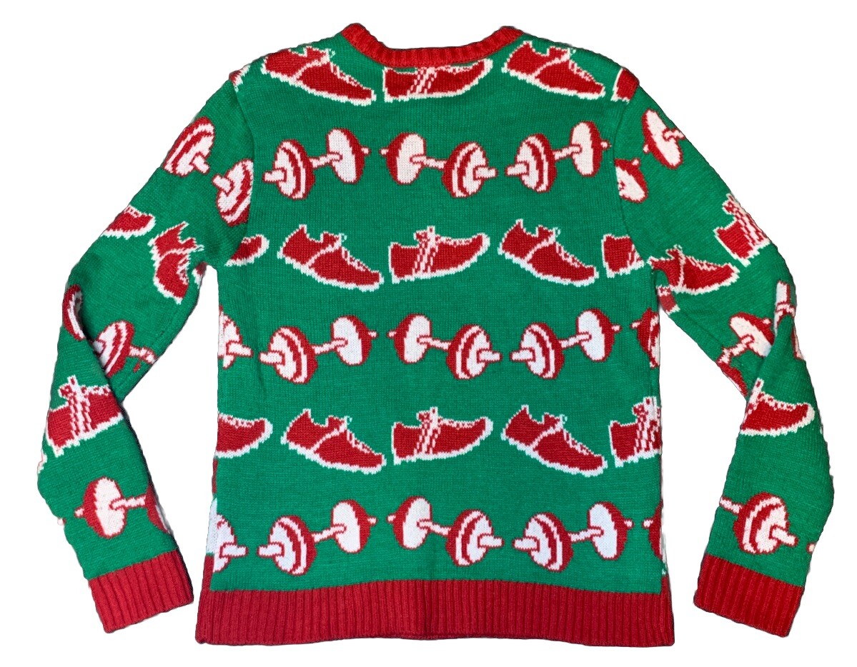 Blizzard Bay Ugly Christmas Sweater Gains Gym Bro Santa Lifting