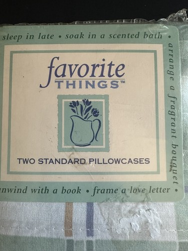 Vtg Springs 2 Standard Pillowcases Green Gingham Plaid Sun Porch Favorite Things - Picture 2 of 18