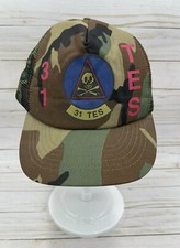 Vintage Air Force 31 TES Camouflage Hat SnapBack Trucker Hat Made In USA Camo