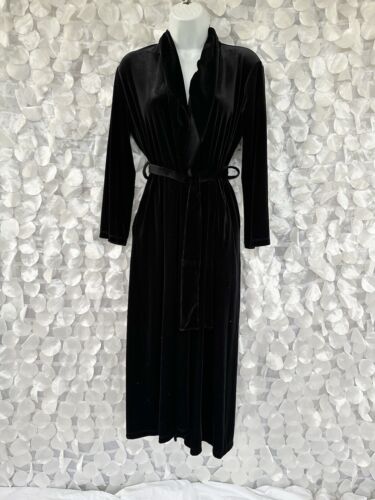 Women’s LONG XS BLACK Stretch VELVET ELEGANT KIMONO ROSE SOULEVANT NWT USA - Picture 2 of 13
