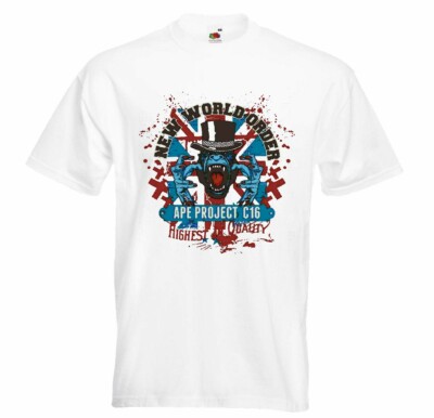 T-Shirt NEW WORLD ORDER AFFE GORILLA ZOMBIE MENSCHENAFFE AMERICA USA NEW YORK