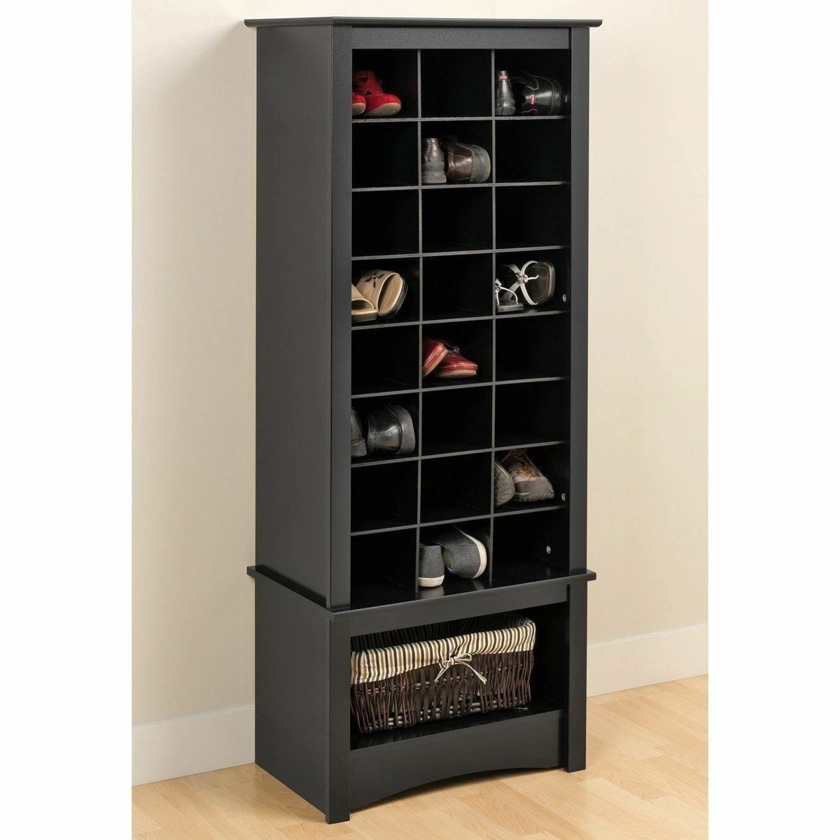 Prepac Black Tall Shoe Cubbie Cabinet