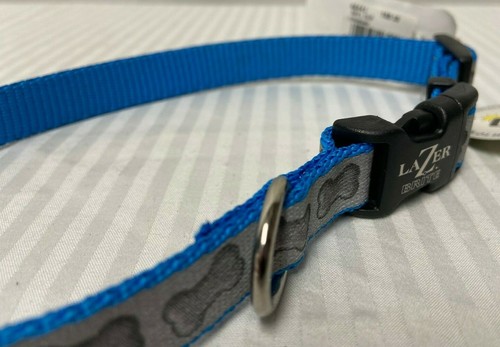 Coastal Lazer Brite Reflective Adjustable Dog Collar Turquoise Bones 12" - 18" - Picture 3 of 8