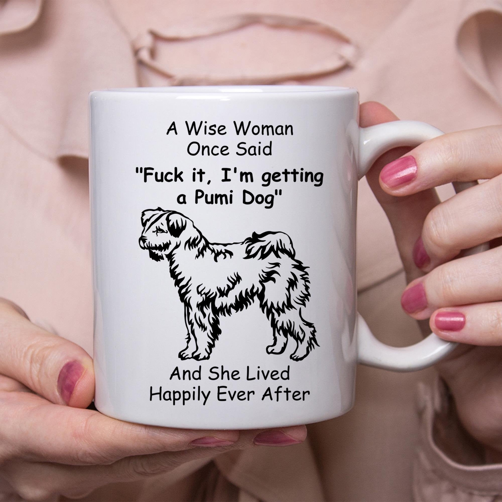 Funny Pumi Dog Coffee Mug Gift Idea for Women in White