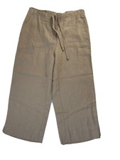 Vintage 90s Womens 6 Linen Pull On Cropped Wide Leg Capri Pants Flowy Lagenlook