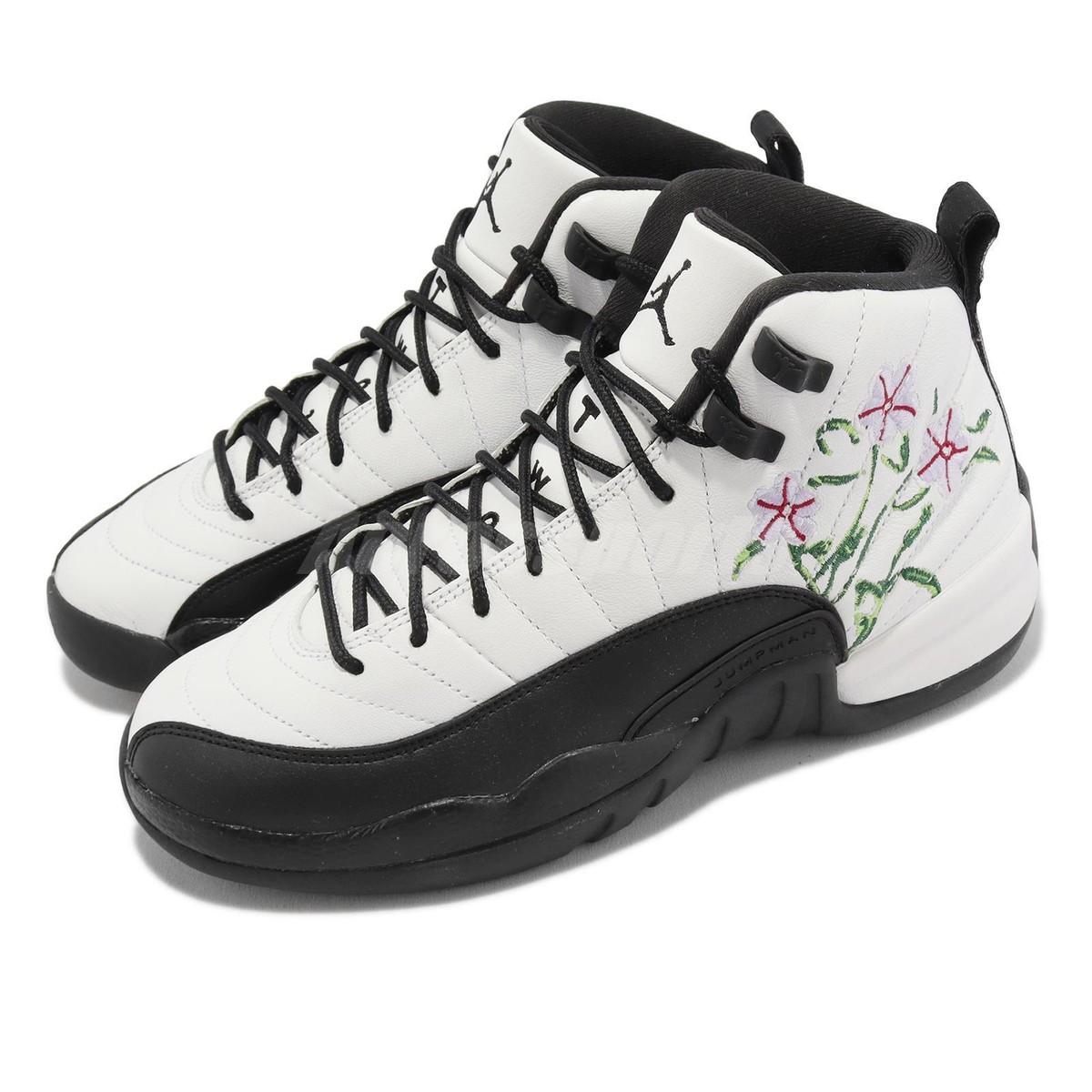 Air Jordan 12 ホワイト/ブラック Nike Air Jordan 12 Retro GS Floral White Black Kids Women