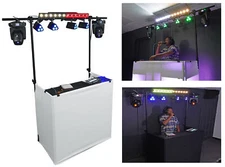 Rockville ROCKBOOTH TRUSS DJ Booth Table Facade w/ Lighting Truss+Travel Bag
