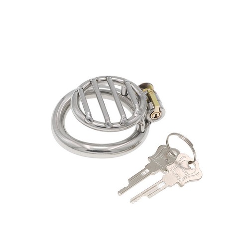 Stainless Steel Flat Chastity Lock Short Mesh Cage Bird Cage Restraint Toys - Picture 2 of 10