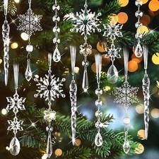 22  Christmas Tree Clear Icicle Snowflake Ornaments Home Decor Xmas Decor USA