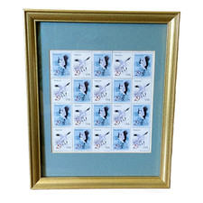 Vintage USPS 29 Cent Postage Stamps Uncut Sheet Framed And Matted, Asian Nature
