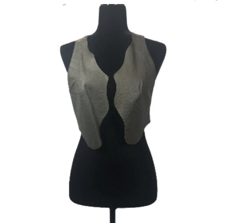 Bebe Mujer Negro Imitación Cuero Serpiente Chaleco Sin Mangas Talla: Mediana Foto 3 de 4