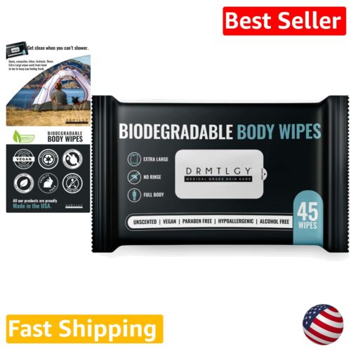 Aloe-Infused Eco-Friendly XL Body Cleansing Wipes - 45 Pack for Men and Women