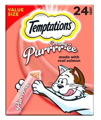 Temptations Creamy Puree Squeezable Lickable Wet Cat Treats, 0.42 Oz. Tubes 24ct
